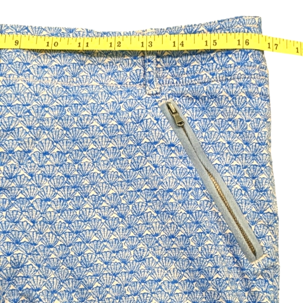 Anthropologie Cartonnier Blue Charlie Trouser Shell Print Ankle Crop Pants Sz 8 - Picture 9 of 12